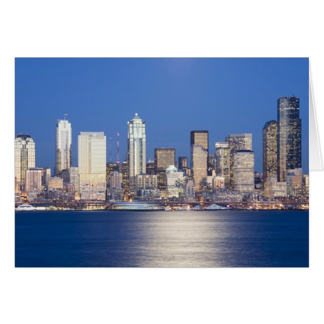 WA, Seattle, skyline van Seattle en Elliott Bay, 2 (Voorkant Horizontaal)