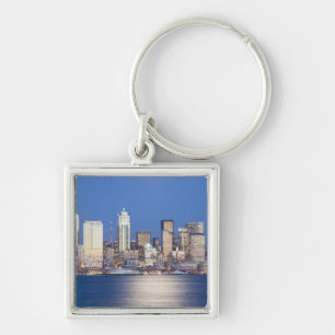 WA, Seattle, skyline van Seattle en Elliott Bay, 2 Sleutelhanger