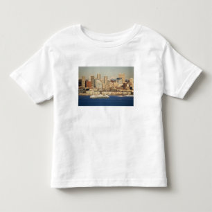 WA, Seattle, skyline van Seattle en Elliott Bay Kinder Shirts