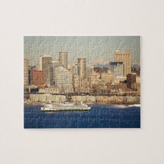 WA, Seattle, skyline van Seattle en Elliott Bay Legpuzzel (Horizontaal)