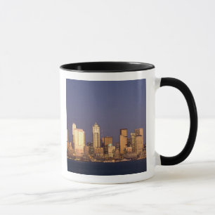 WA, Seattle, skyline van Seattle en Elliott Bay, Mok