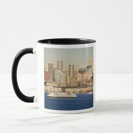WA, Seattle, skyline van Seattle en Elliott Bay Mok (Links)