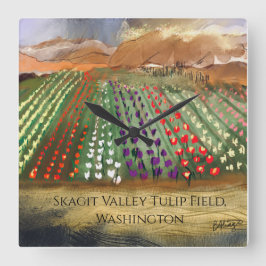 WA Skagit Valley Tulip Fields Spring Dreaming Vierkante Klok