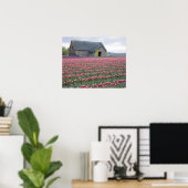 WA, Skagit Valley, Tulpveld en Schuur Poster (Thuiskantoor)