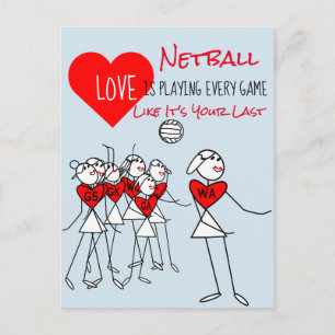 WA-speler Clipart en Motivatie netball-quote Briefkaart