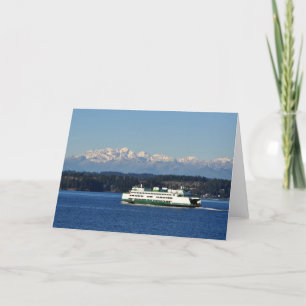 WA ST Ferry and Olympic Mountains - Frameable Art Kaart
