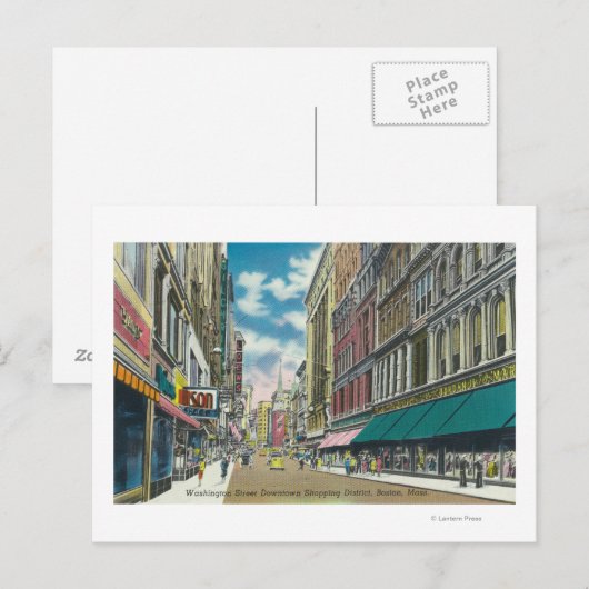 WA Street Downtown Shopping District Scene Briefkaart (Voorkant / Achterkant)