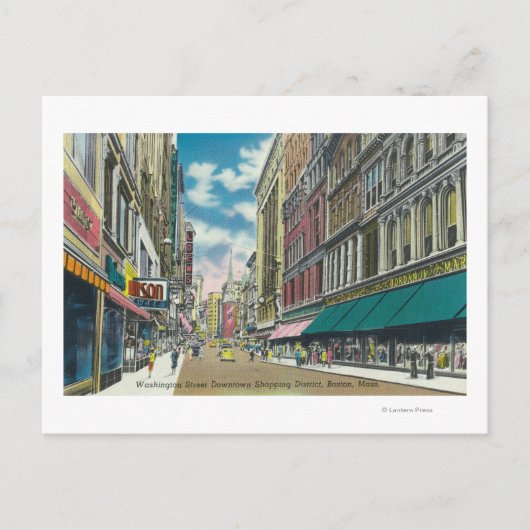 WA Street Downtown Shopping District Scene Briefkaart (Voorkant)