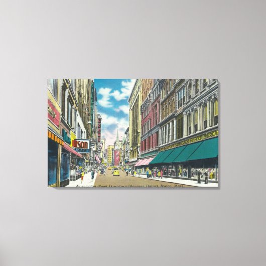 WA Street Downtown Shopping District Scene Canvas Afdruk (Voorkant)