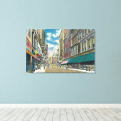 WA Street Downtown Shopping District Scene Canvas Afdruk (Insitu (Houten vloer))