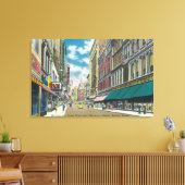 WA Street Downtown Shopping District Scene Canvas Afdruk (Insitu (Woonkamer))