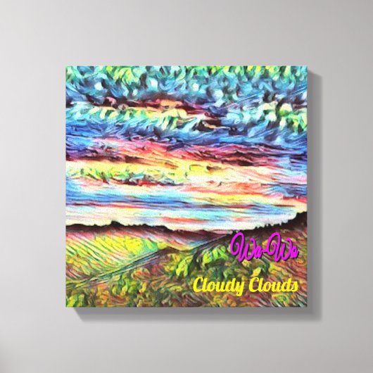 Wa-Wo Wave NFT Art Collectie CLOUDY KAARTEN 23/30 Canvas Afdruk (Voorkant)