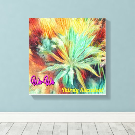 Wa-Wo Wave NFT Art Collectie DRIEST SUCCULENT 25 Canvas Afdruk (Insitu (Houten vloer))