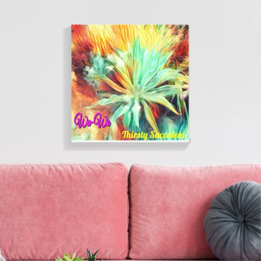 Wa-Wo Wave NFT Art Collectie DRIEST SUCCULENT 25 Canvas Afdruk (Insitu (Woonkamer))