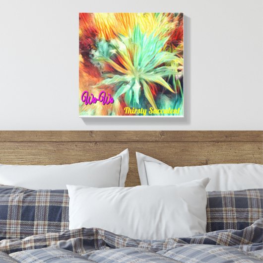Wa-Wo Wave NFT Art Collectie DRIEST SUCCULENT 25 Canvas Afdruk (Insitu (Slaapkamer))
