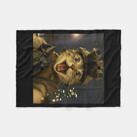 Waactical Cat Meme Fleece Deken (Voorkant (Horizontaal))