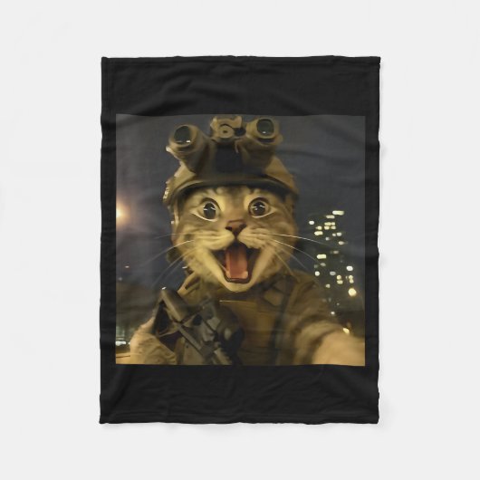 Waactical Cat Meme  Fleece Deken (Voorkant)
