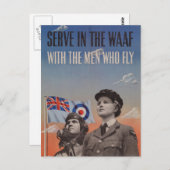 WAAF in uniform met Pilot naast haar Briefkaart (Voorkant / Achterkant)