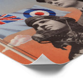 WAAF in uniform met Pilot naast haar Poster (Hoek)