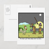 Waag het niet: Rooster-Cartoon Briefkaart (Voorkant / Achterkant)