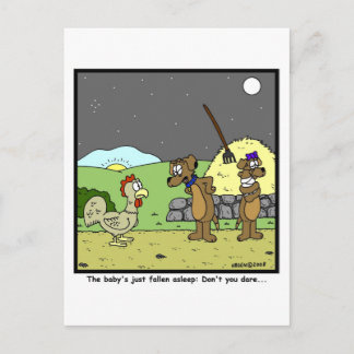Waag het niet: Rooster-Cartoon Briefkaart