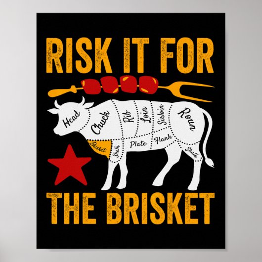 Waag het voor de Brisket Grappige Bbq Rookfeestje Poster (Voorkant)