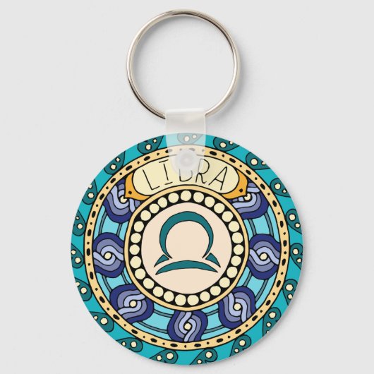 Waage Libra Sternzeichen farbenfrohes Mandala Sleutelhanger (Voorkant)