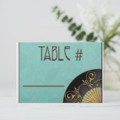 Waaier Elegant (Blauw) Tafel Nummers Kaart (Staand voorkant)