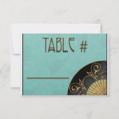 Waaier Elegant (Blauw) Tafel Nummers Kaart (Achterkant)