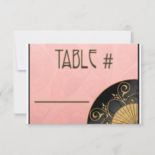 Waaier Elegant (Roze) Tafel Nummers Kaart (Voorkant)