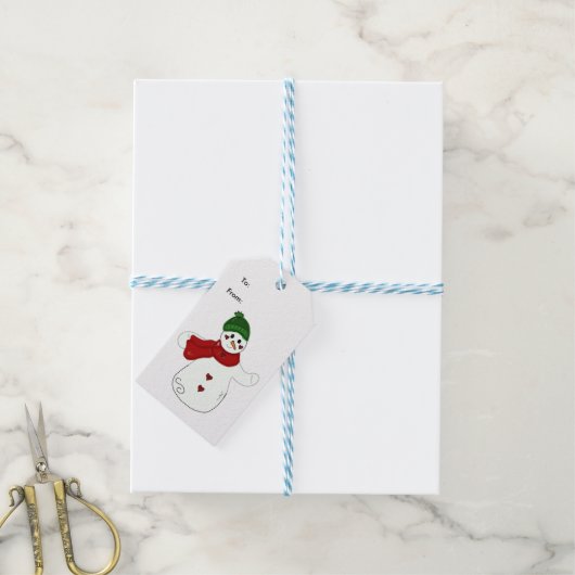 Waaierende Sneeuwman Cadeaulabel (Met Touw)