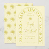 Waaierpalmblad Tropisch Helder Zomer Save The Date Kaart (Voorkant / Achterkant)