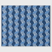 Waaierstreep in Blauwe Indigo Cadeaupapier (Vlak)