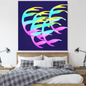 Waaiert in de wind marineblauw canvas afdruk (Insitu (Slaapkamer))