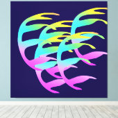 Waaiert in de wind marineblauw canvas afdruk (Insitu (Houten vloer))