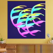 Waaiert in de wind marineblauw canvas afdruk (Insitu (Woonkamer))