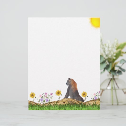 waakzaam cougar briefpapier (Staand voorkant)