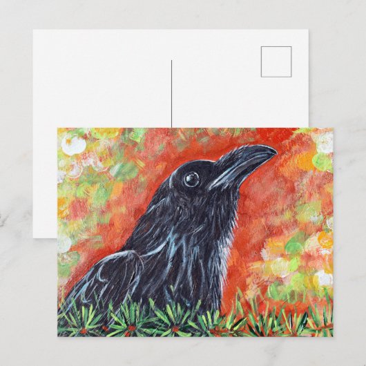 Waakzaam kraai schilderij briefkaart (Voorkant / Achterkant)