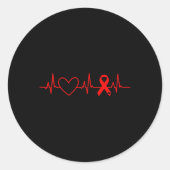 Waakzaamheid hartziekte Maand Lint Rood hart Ronde Sticker (Voorkant)