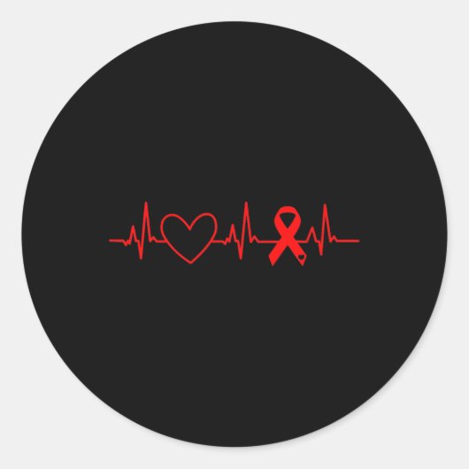 Waakzaamheid hartziekte Maand Lint Rood hart Ronde Sticker (Voorkant)