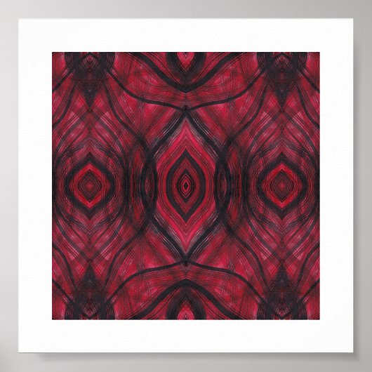 Waakzaamheid Rood Abstract Aquarel Kunst Poster (Voorkant)