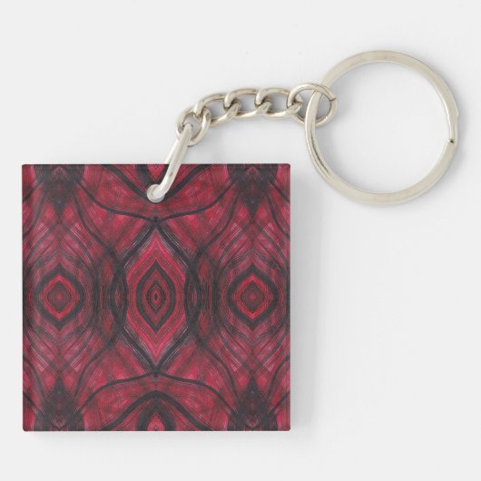 Waakzaamheid Rood Abstract Aquarel Kunst Sleutelhanger (Achterkant)