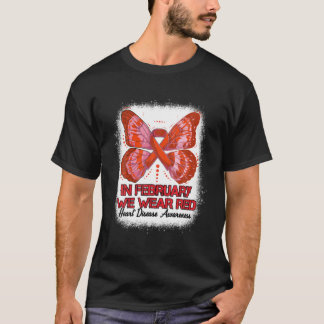 Waakzaamheid van hartziekten Maand Rode lintvlinde T-shirt