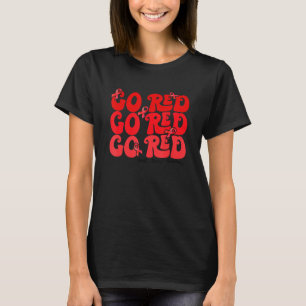 Waakzaamheid voor hartziekte Retro Go Red Ribbon H T-shirt
