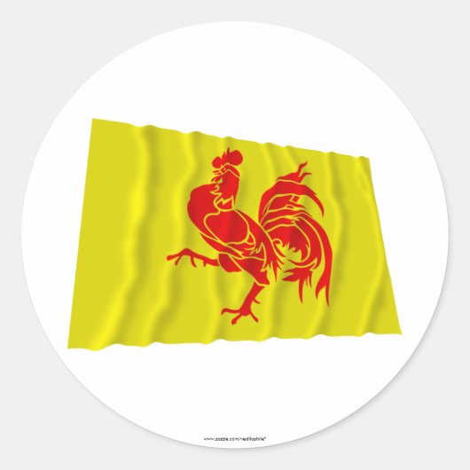 Waals Gewest zwaaien vlag Ronde Sticker (Voorkant)
