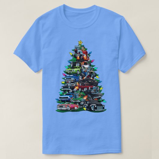 Waanzin Kerstboom Klassieke spieren en Hot Ro T-shirt (Design voorkant)