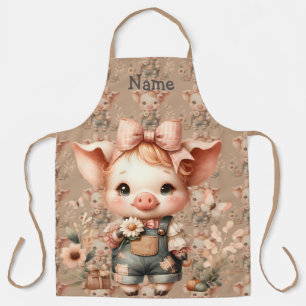 Waanzinnig Biggetje in Pastelkleurige Overall Brui Schort