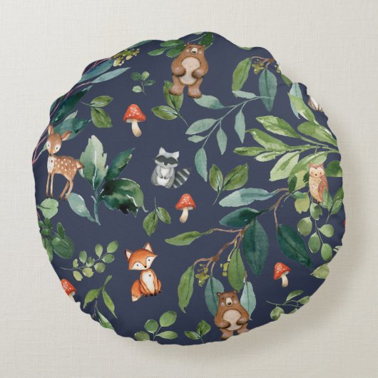 Waanzinnig bosrijke bosdieren groen rond kussen (Achterkant)