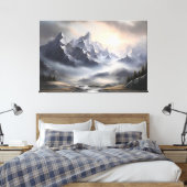 Waanzinnig mistig berglandschap canvas afdruk (Insitu (Slaapkamer))