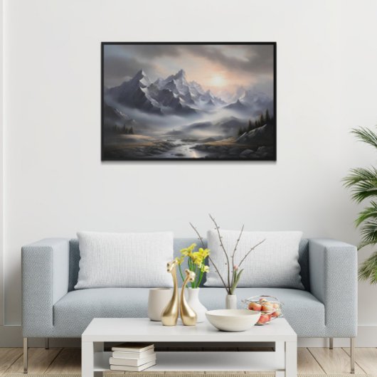 Waanzinnig mistig berglandschap poster